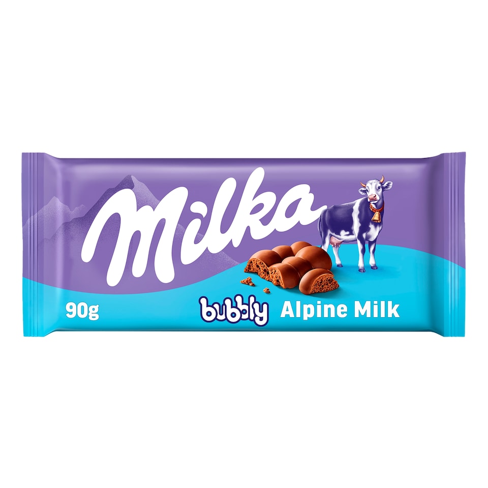 image 1 of Milka Bubbly Alpine Milk Chocolate with Bubbly Milk Chocolate Filling 90 g