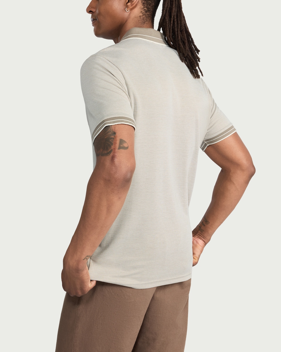 image 1 of F&F Modal Rich Textured Polo Shirt in Cream