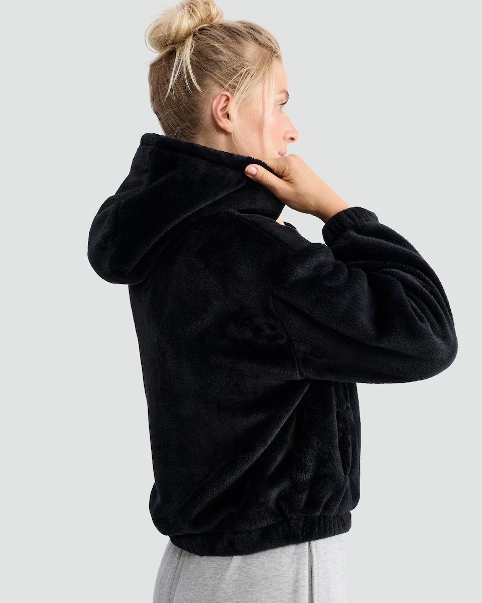 image 1 of F&F Fleece Zip Up Pyjama Hoodie in Black