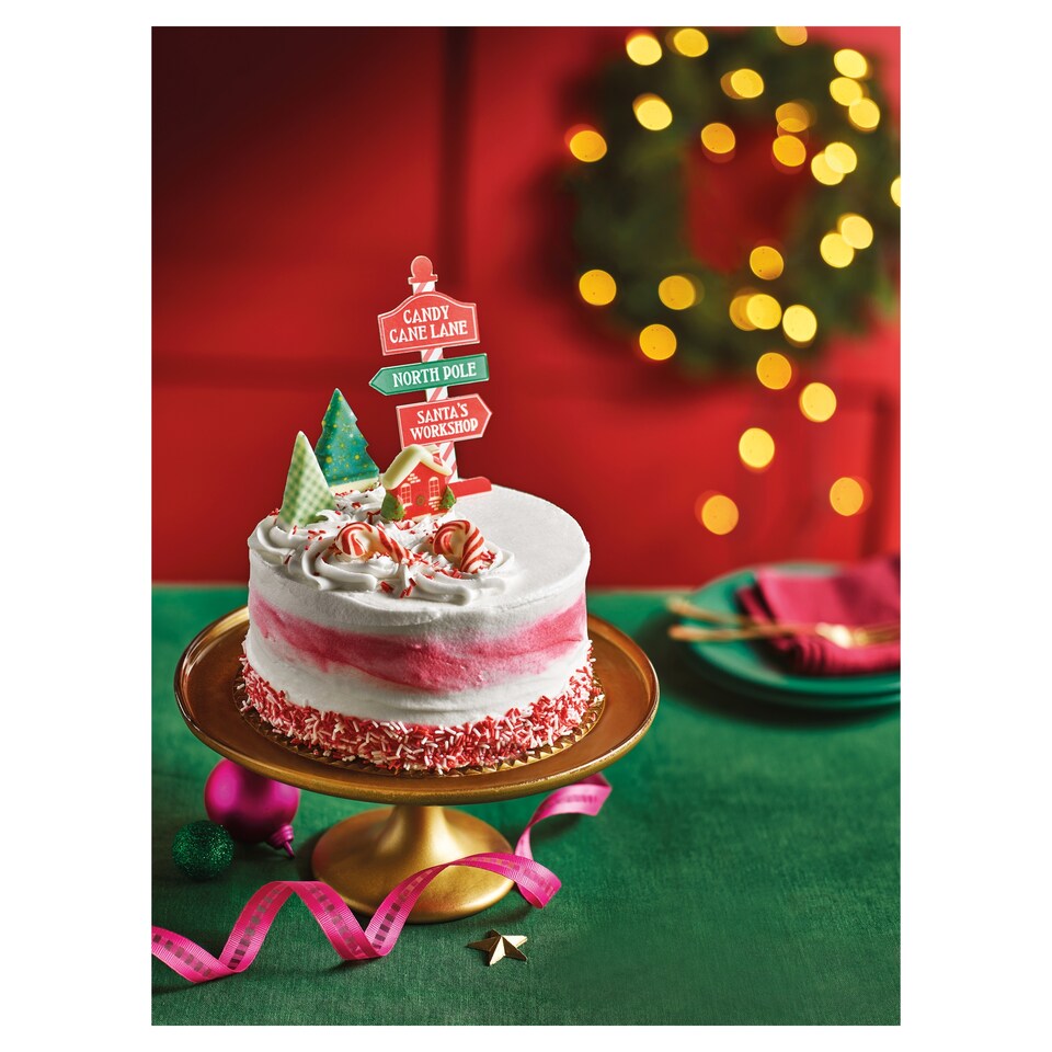 image 1 of 76. Tesco Candy Cane Celebration Cake (Serves 16)