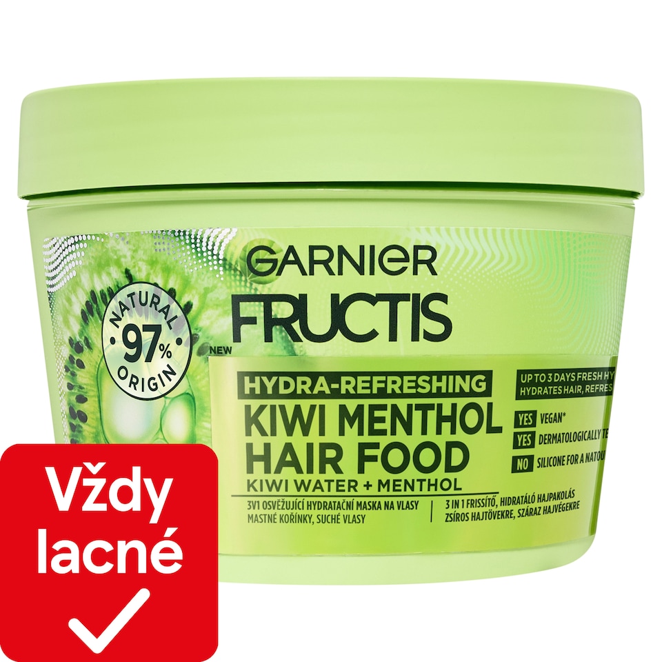 Garnier Fructis 3 v 1 osviežujúca hydratačná maska na vlasy kiwi + mentol 400 ml