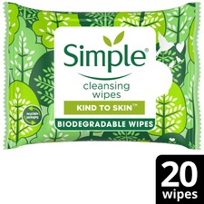 Simple Biodegradable Cleansing Wipes 20'S