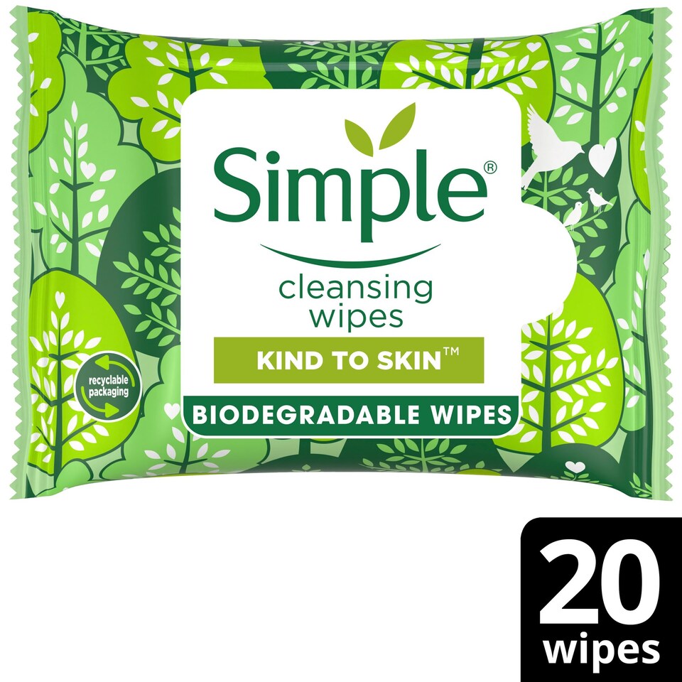 image 1 of Simple Biodegradable Cleansing Wipes 20'S