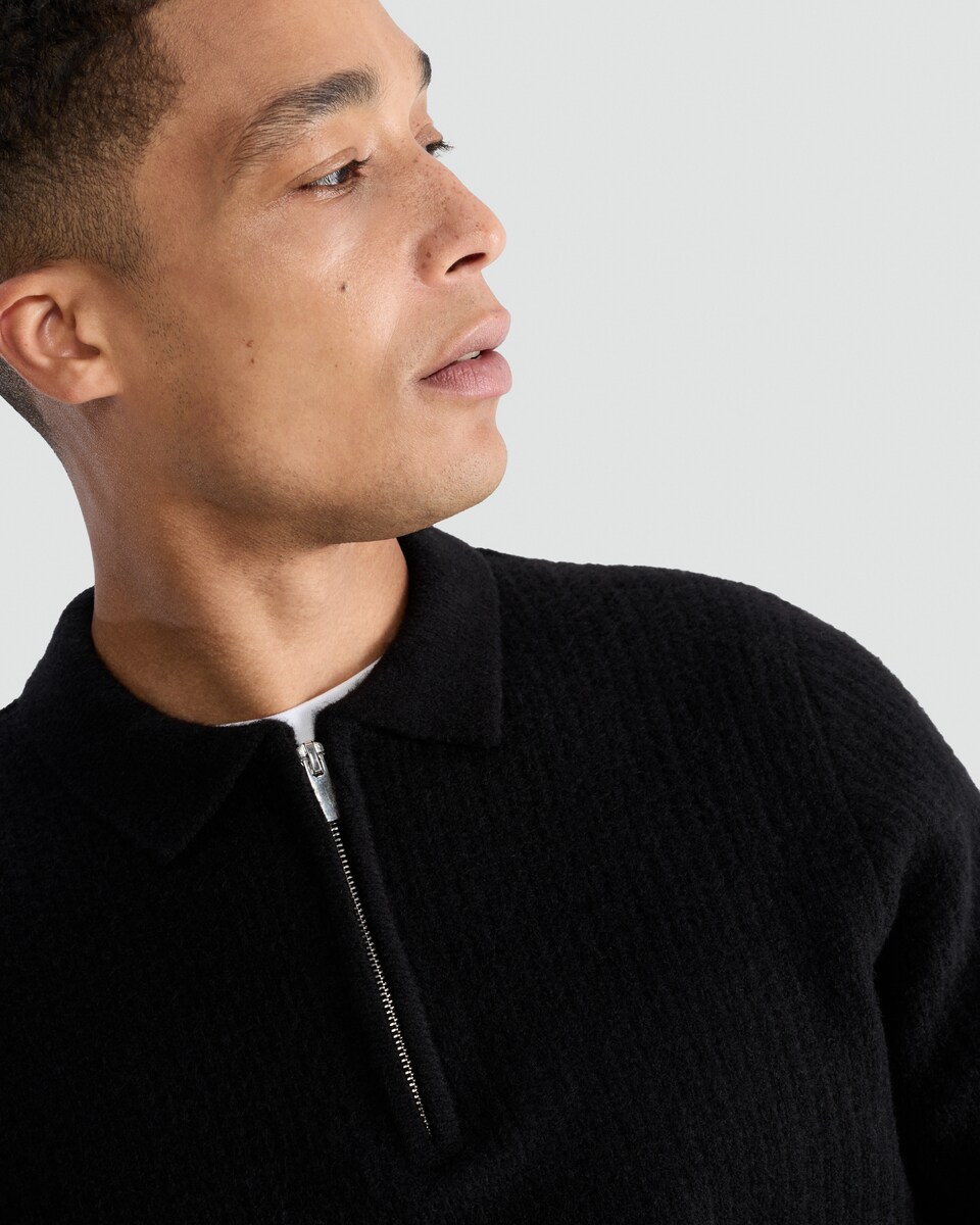 image 1 of F&F Ribbed Half Zip Jumper in Black
