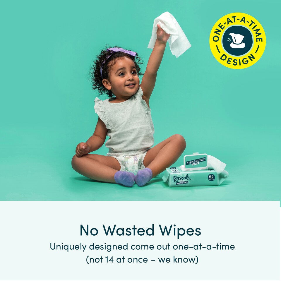image 1 of Rascals Premium Sensitive Wipes, Biodegradable | 12 x 52 (624) Baby Wipes