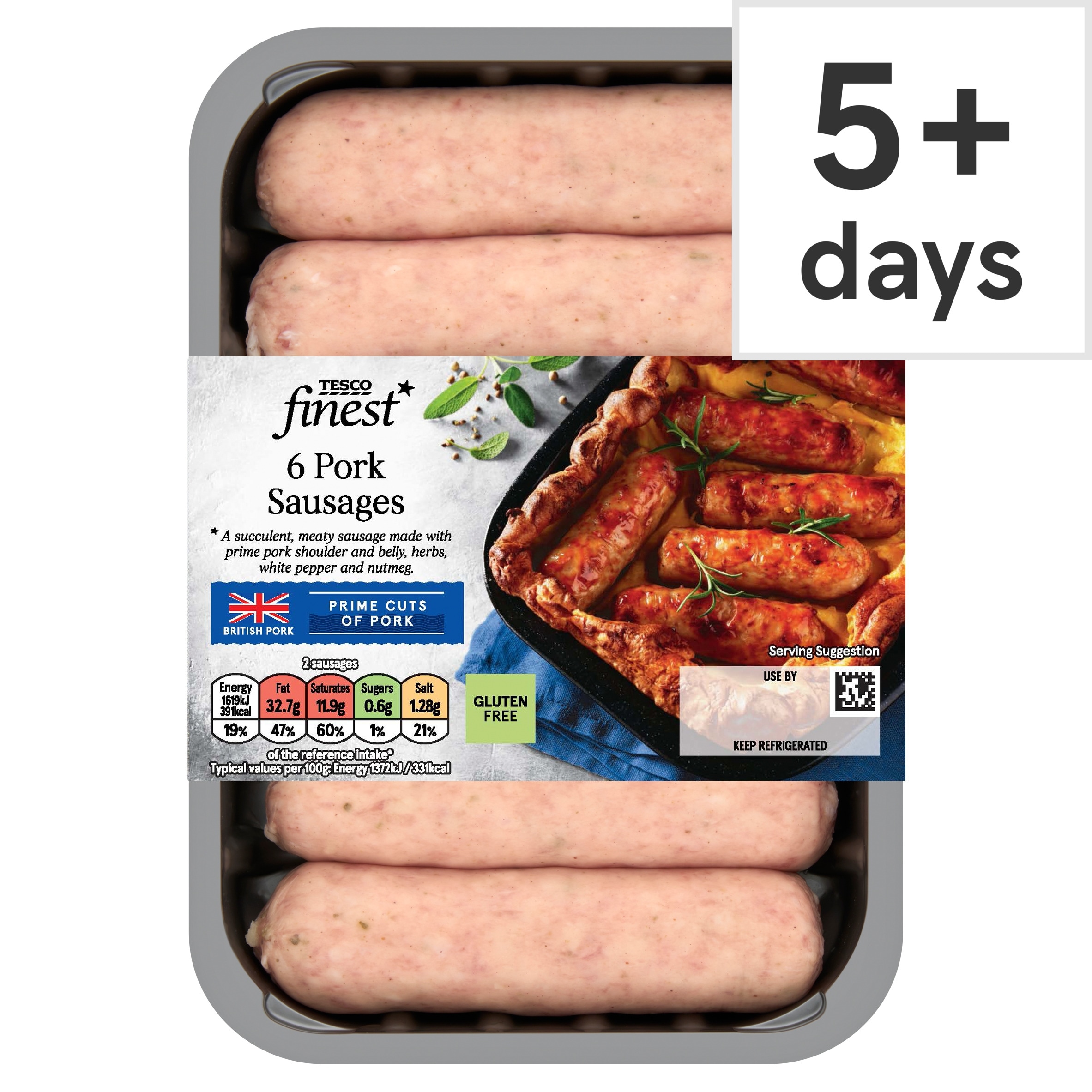 Tesco Finest 6 Pork Sausages 400G