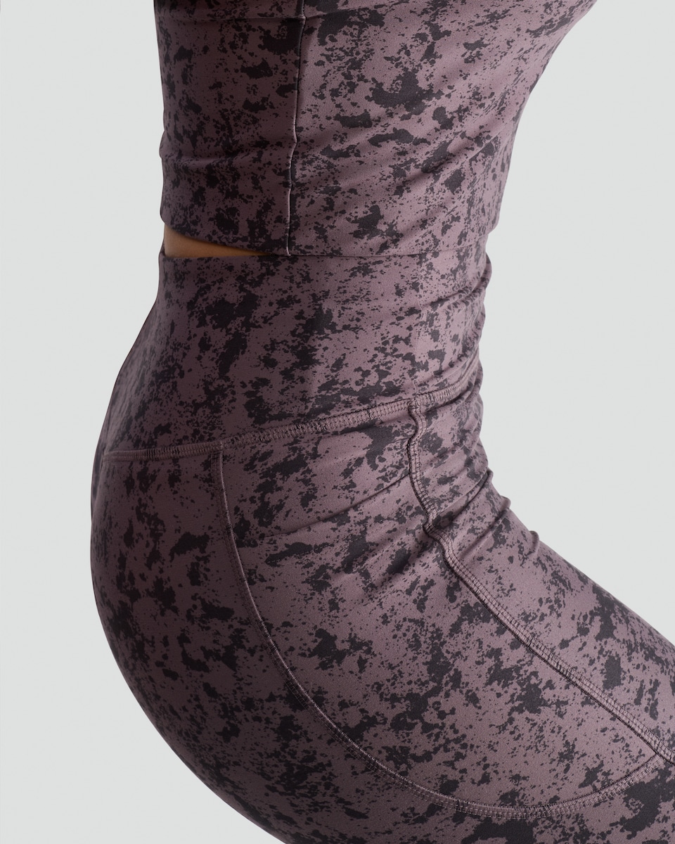 image 1 of F&F Active Everyday Supersoft Abstract Print High Waisted Leggings in Multi Purple