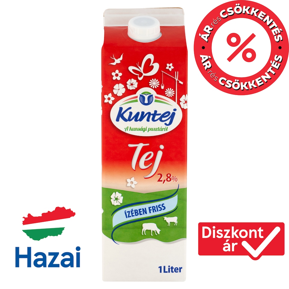 Kuntej ESL félzsíros tej 2,8% 1 l