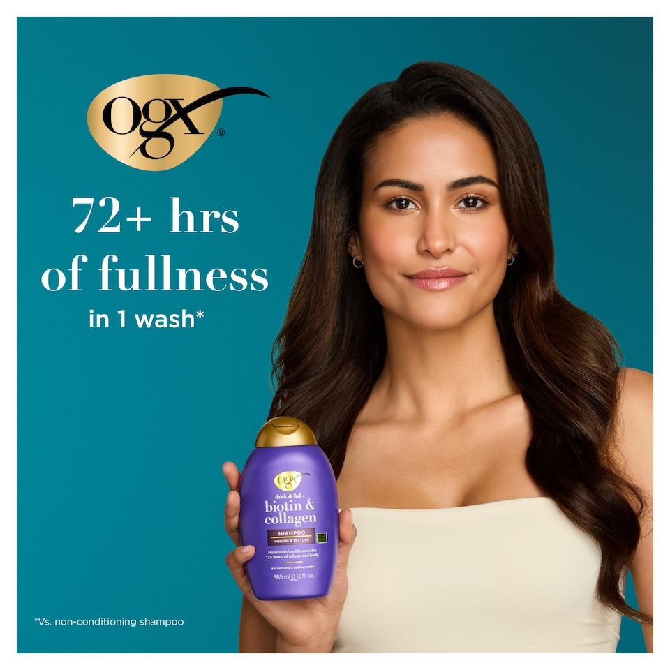 image 1 of OGX Thick & Full Biotin & Collagen Shampoo 385ml