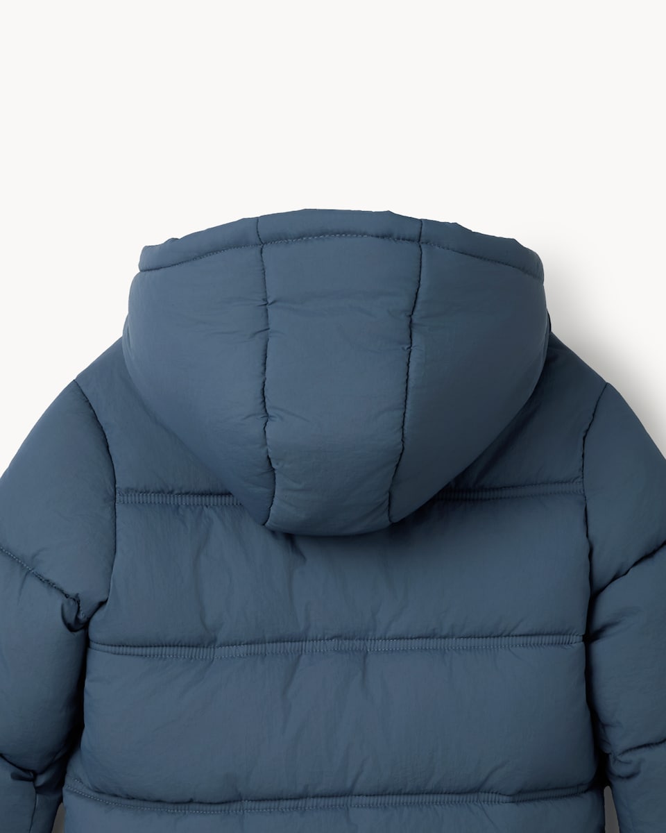 image 1 of F&F Boys Shower Resistant Longline Puffer Coat in Blue