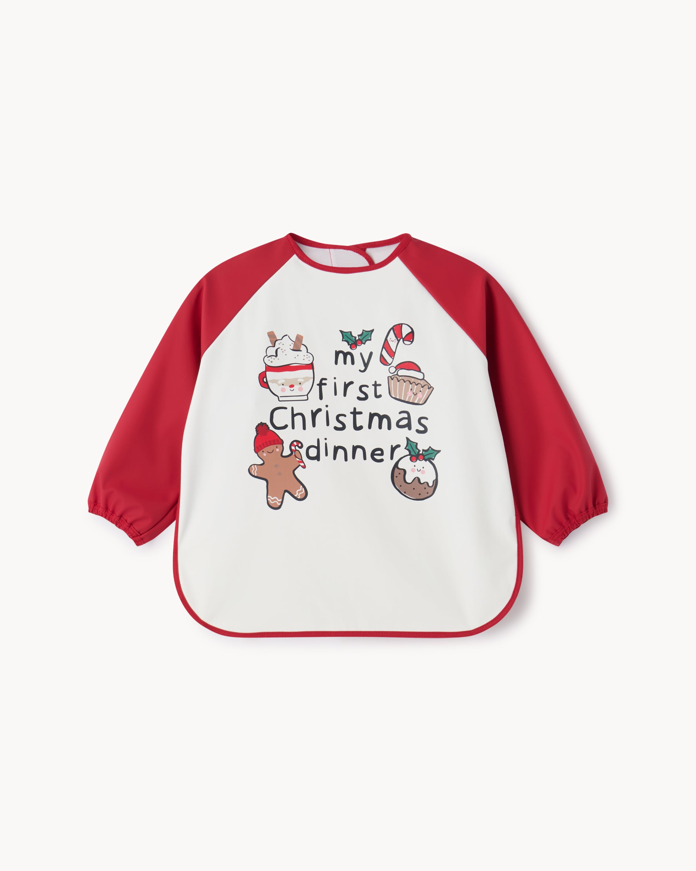 Christmas Baby Long Sleeved Bib in White