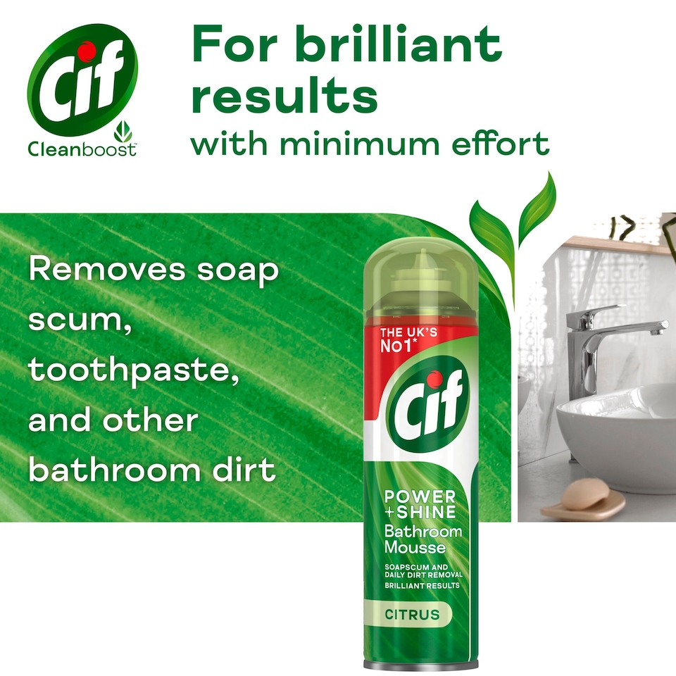 image 1 of Cif Power & Shine Citrus Mousse Bathroom Cleaner 500ml