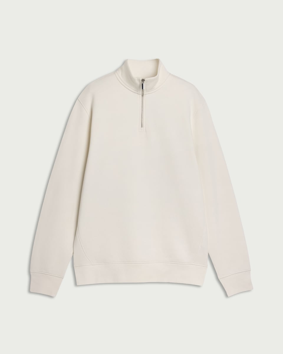 image 1 of F&F Active EVERYHOUR Cotton Rich Half Zip Sweatshirt in Ecru