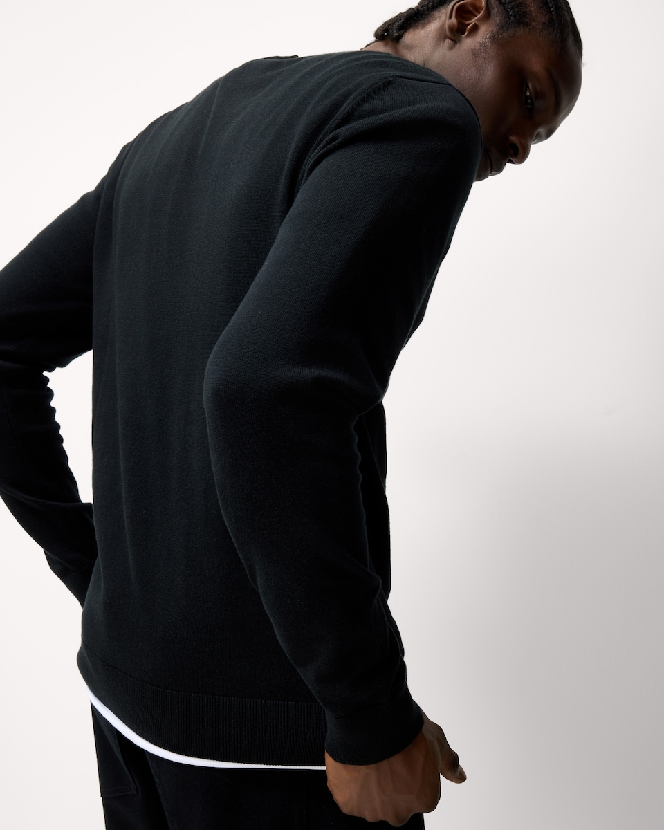 image 1 of F&F Pure Cotton Crew Neck Jumper in Black