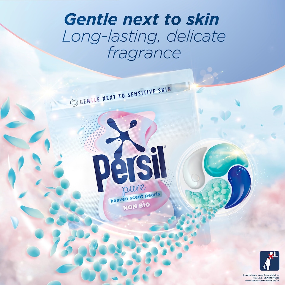 image 1 of Persil Pure Heaven Scent Pearls Non Bio Laundry Washing Detergent Capsules Pods 34 Washes 608g