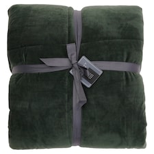 F&F Home Forest Green Velvet Sherpa Throw