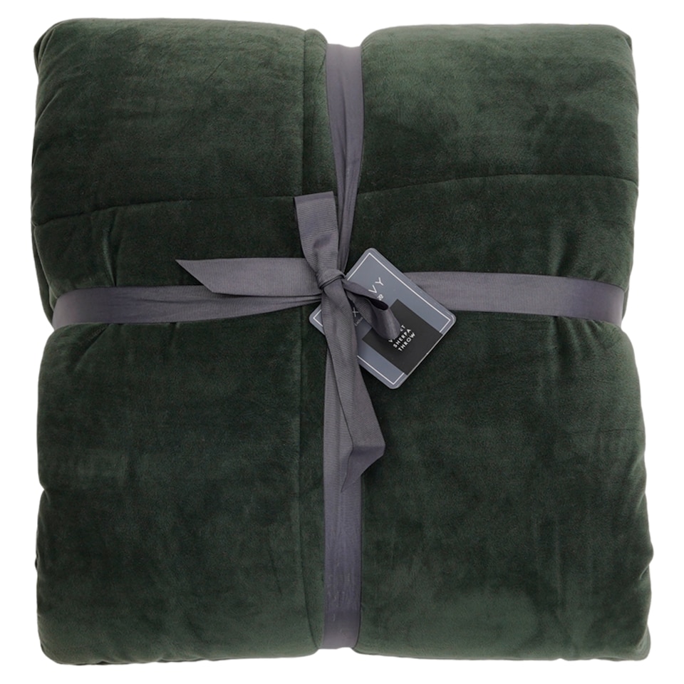 F&F Home Forest Green Velvet Sherpa Throw