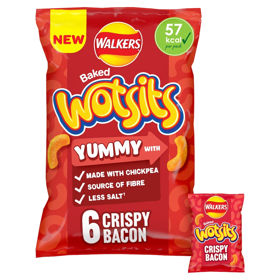 image 1 of Walkers Wotsits Crispy Bacon Flavour Crisps 6 x 12g