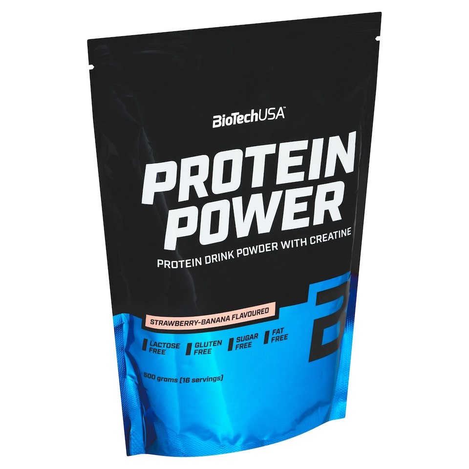 Obrázek 1 pro produkt BioTechUSA Protein Power ochucený bílkovinový nápojový prášek s kreatinem jahodovo-banánový 500g
