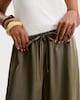 image 2 of F&F Satin Balloon Leg Drawstring Trousers in Khaki