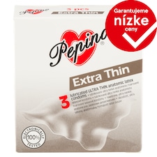 Pepino Extra Thin lubrikované ultra tenké anatomicky tvarované latexové kondómy 3 ks
