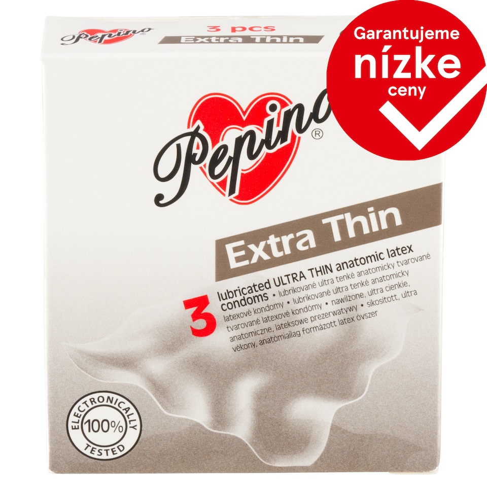 obrázok 1 z Pepino Extra Thin lubrikované ultra tenké anatomicky tvarované latexové kondómy 3 ks