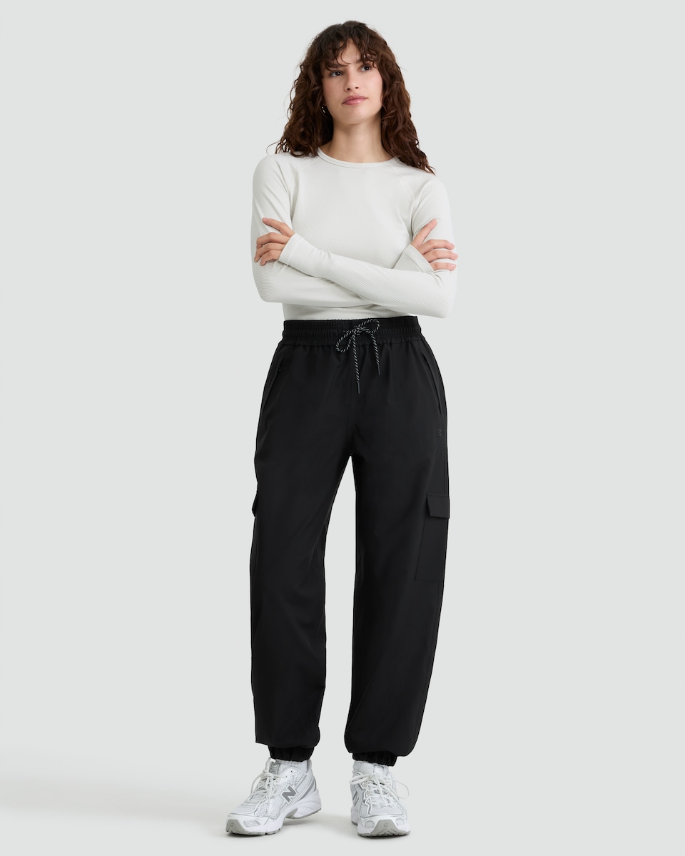 image 1 of F&F Active Waterproof Drawstring Trousers in Black