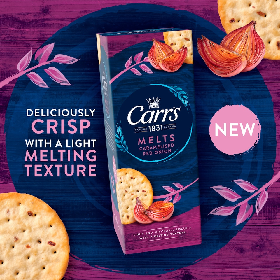 image 1 of Carr's Melts Wheaten Biscuits Caramelised Red Onion Flavour 150g