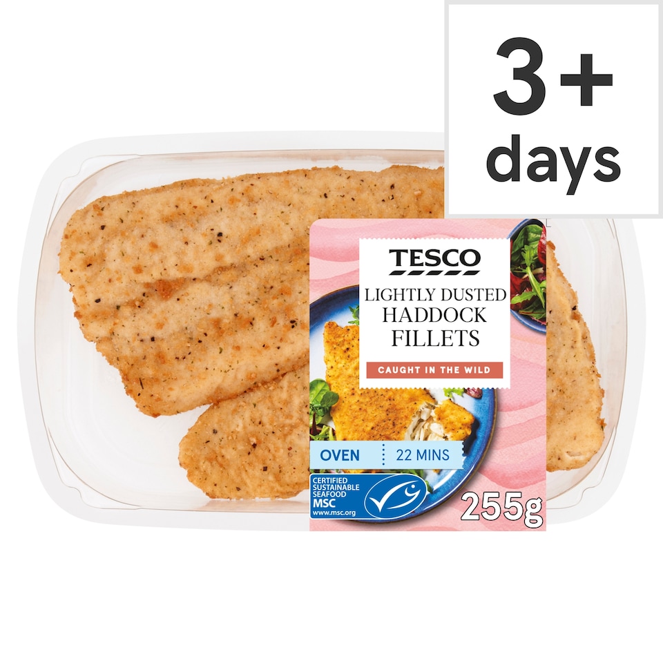 Tesco Lightly Dusted Haddock Fillets 255G