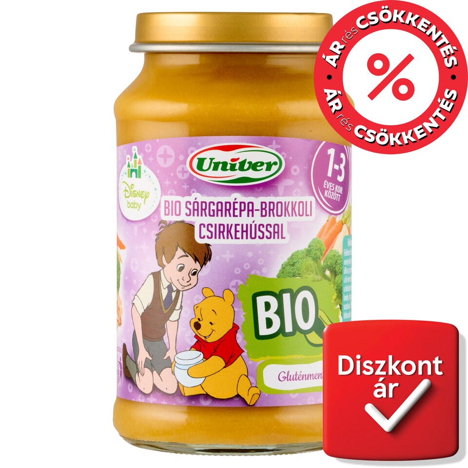 Univer Disney Baby bio sárgarépa-brokkoli csirkehússal bébiétel 12 hónapos kortól 220 g  1. kép