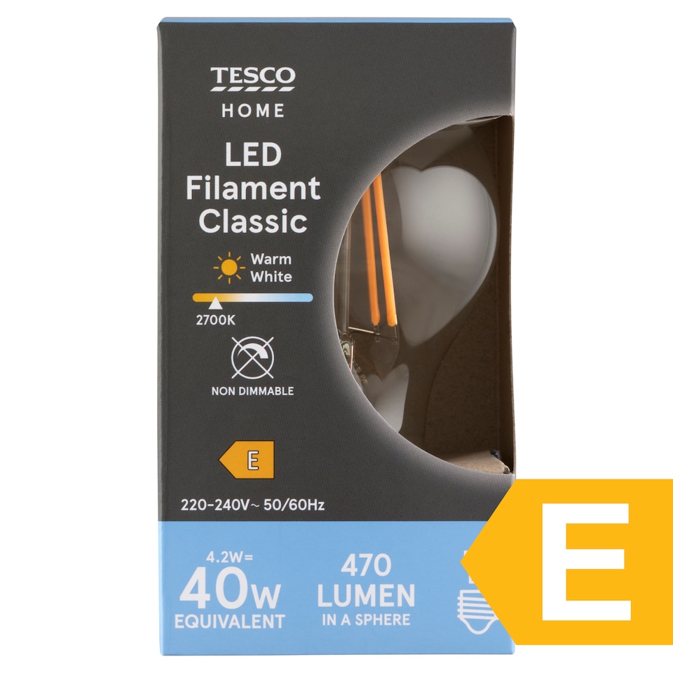 image 1 of Tesco Home LED Filament Classic 4.2W E27 Warm White 1 pc