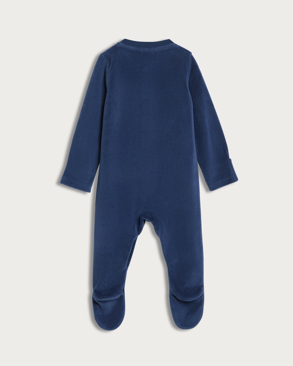 image 1 of Disney Mickey Mouse & Friends Velour Sleepsuit in Navy