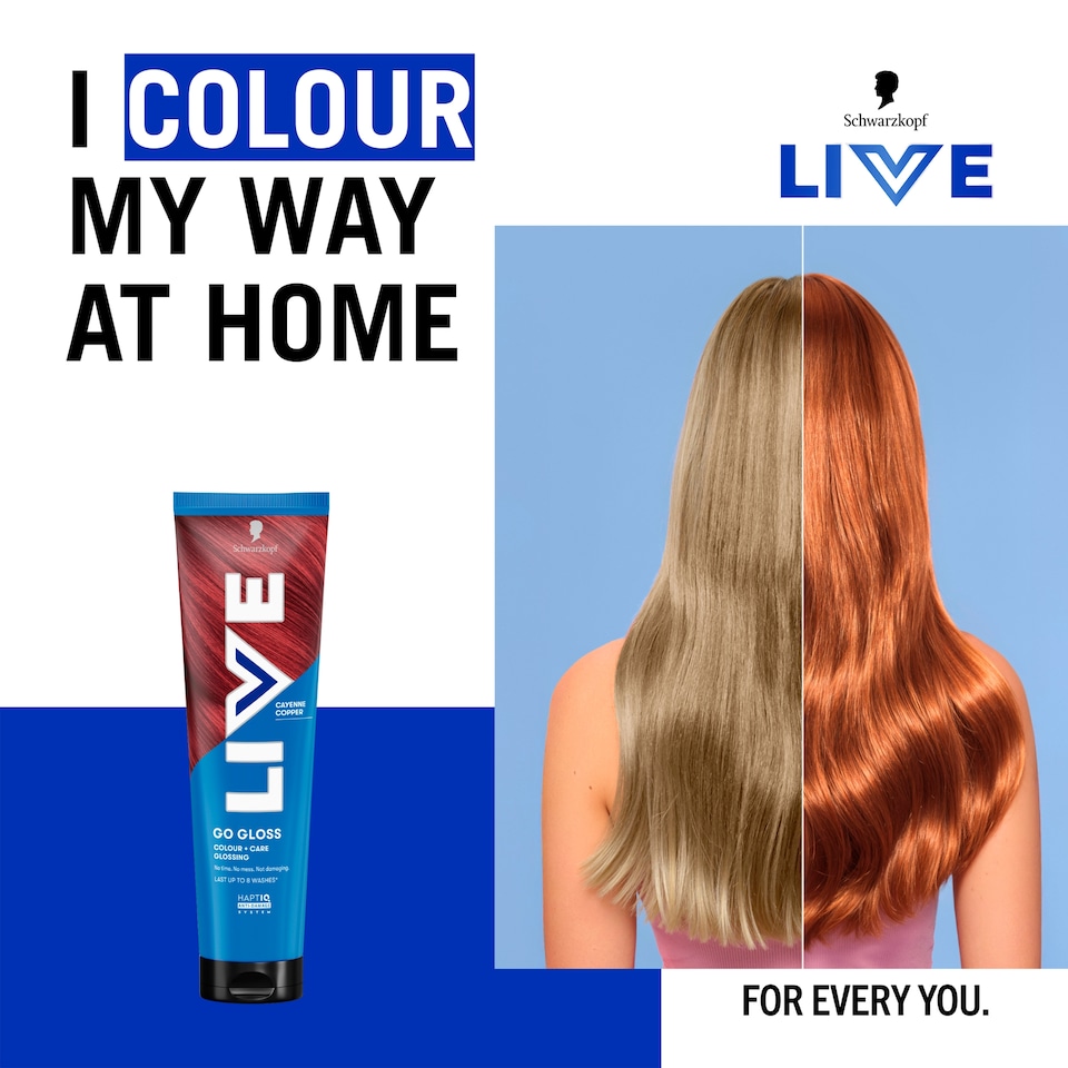image 1 of Schwarzkopf LIVE Go Gloss Cayenne Copper Colour & Shine Hair Gloss 150ml