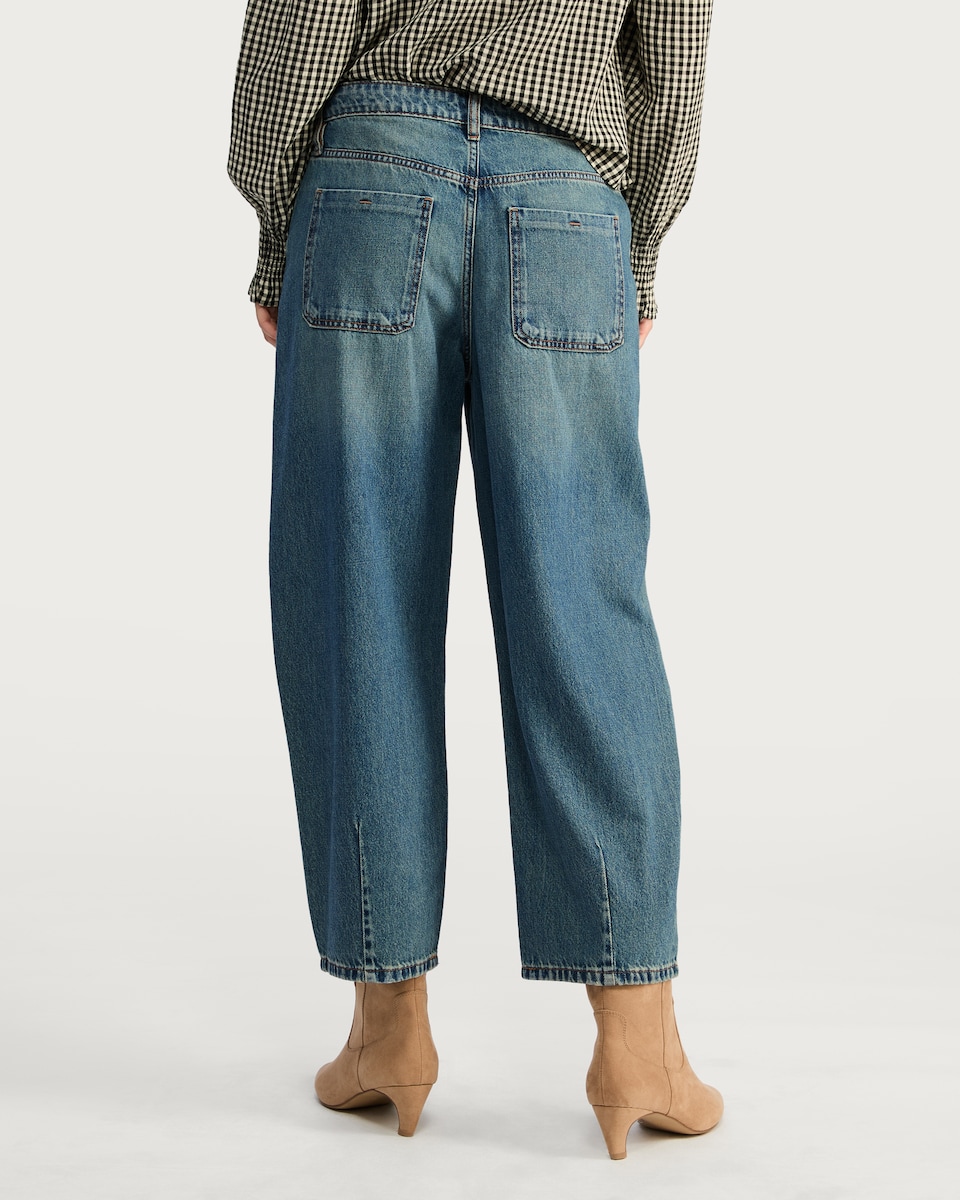 image 1 of The F&F Edit Barrel Leg Jeans in Blue