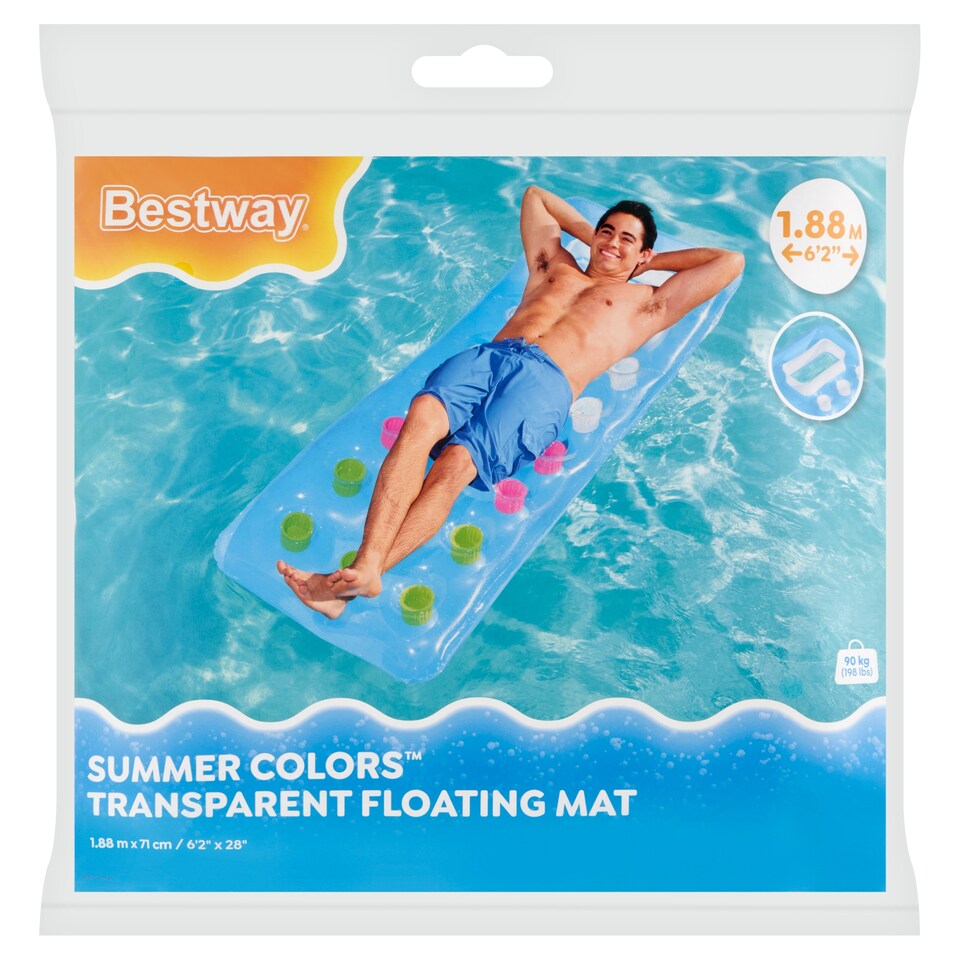 Bestway Summer Colors průhledná plovací matrace 1,88 m x 71 cm