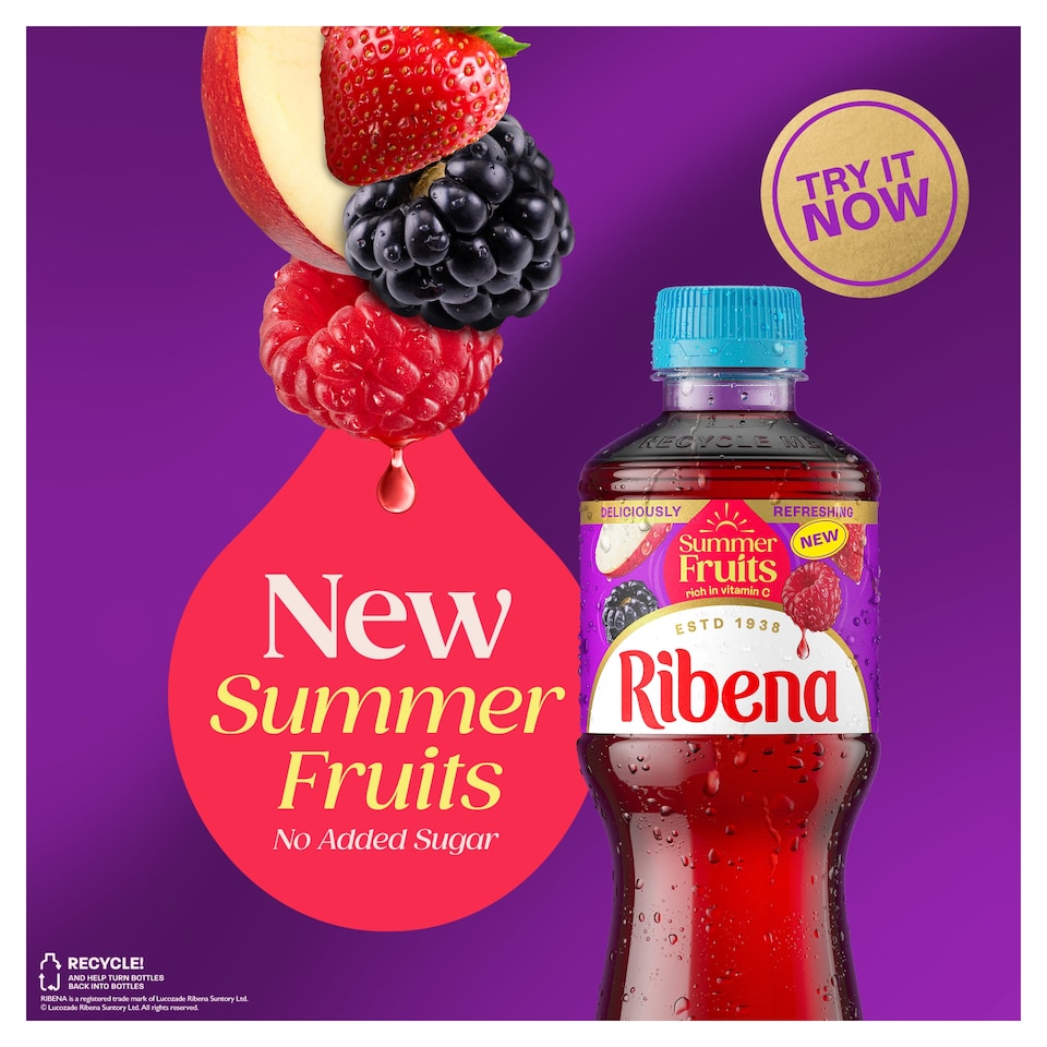 image 1 of Ribena Summer Fruits No Added Sugar Juice Drink 500ml