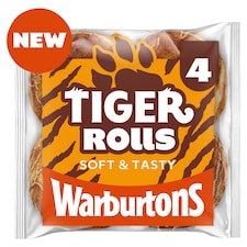 Warburtons Tiger Soft & Tasty with a Ferocious Crunch 4 Rolls