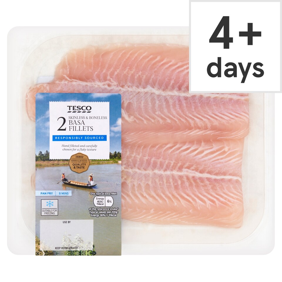 Tesco 2 Skinless & Boneless Basa Fillets 250g