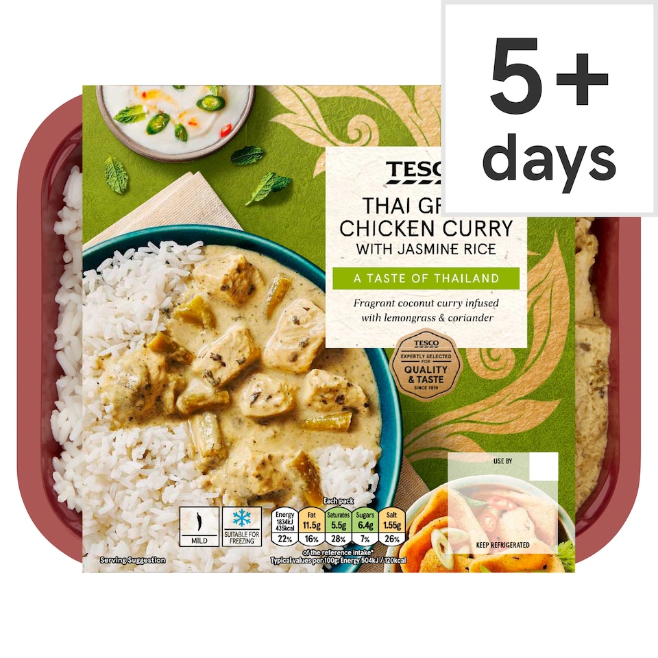 Tesco Thai Green Chicken Curry & Jasmine Rice 400G