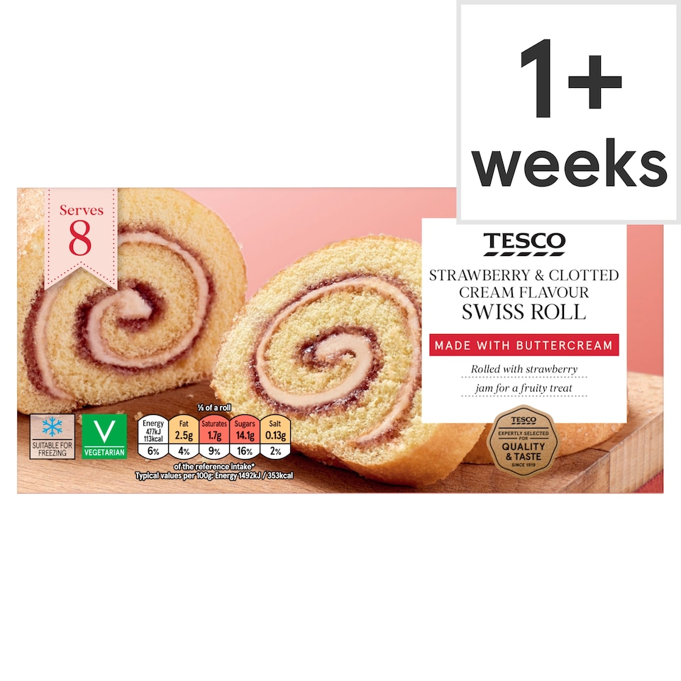 Tesco Strawberry & Clotted Cream Flavour Swiss Roll