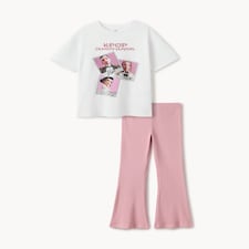 K-Pop Demon Hunters 2-Piece Cotton Rich Set in Multi Pink