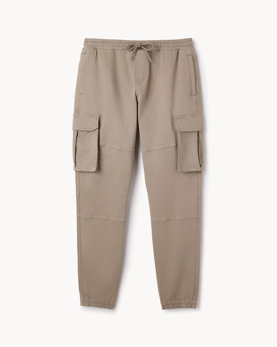 image 1 of F&F Cotton Rich Cuffed Cargo Trousers in Stone