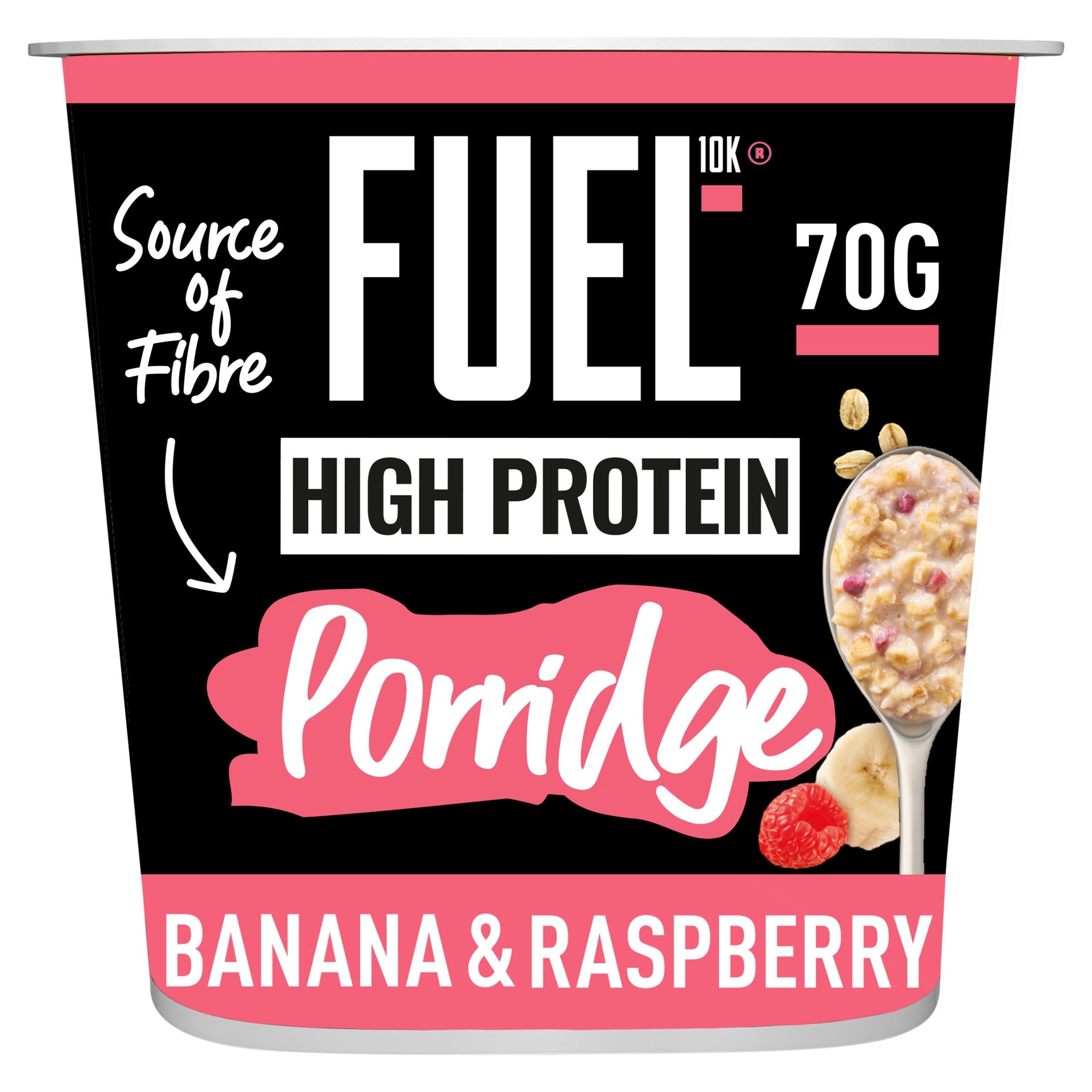 FUEL10K High Protein Banana & Raspberry Porridge Oat Cereal Pot 70g