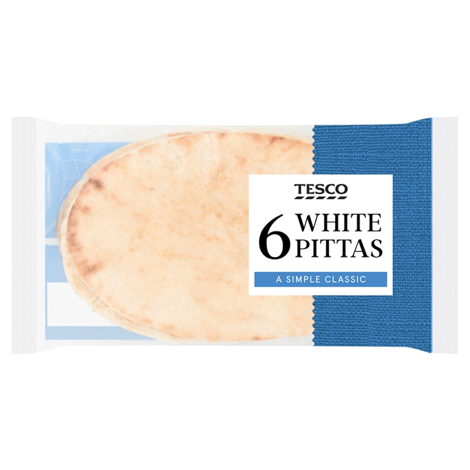 Tesco White Plain Pitta Bread 6 Pack