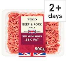 Tesco Beef & Pork Mince 23% Fat 500g