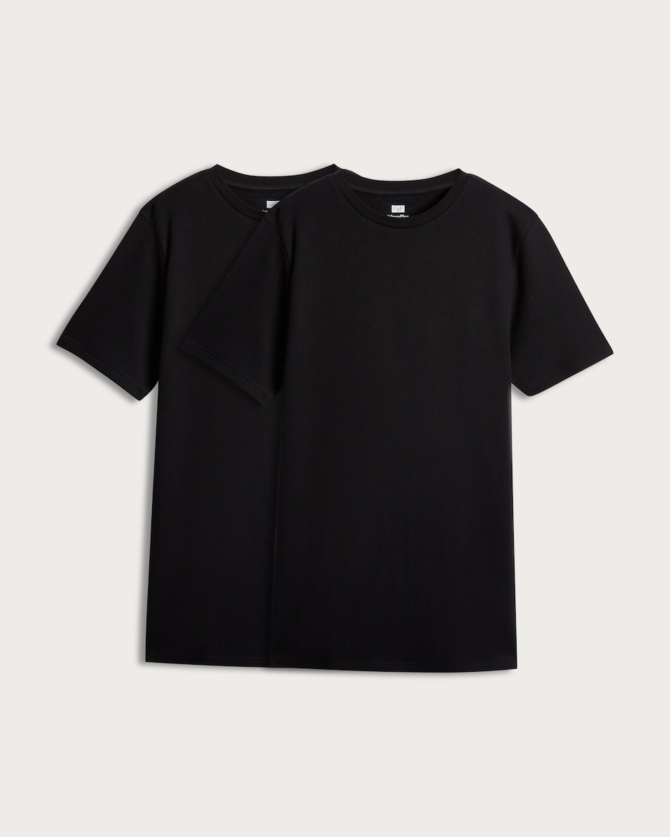 F&F 2-Pack Cotton Blend Thermal Short Sleeved T-Shirts in Black