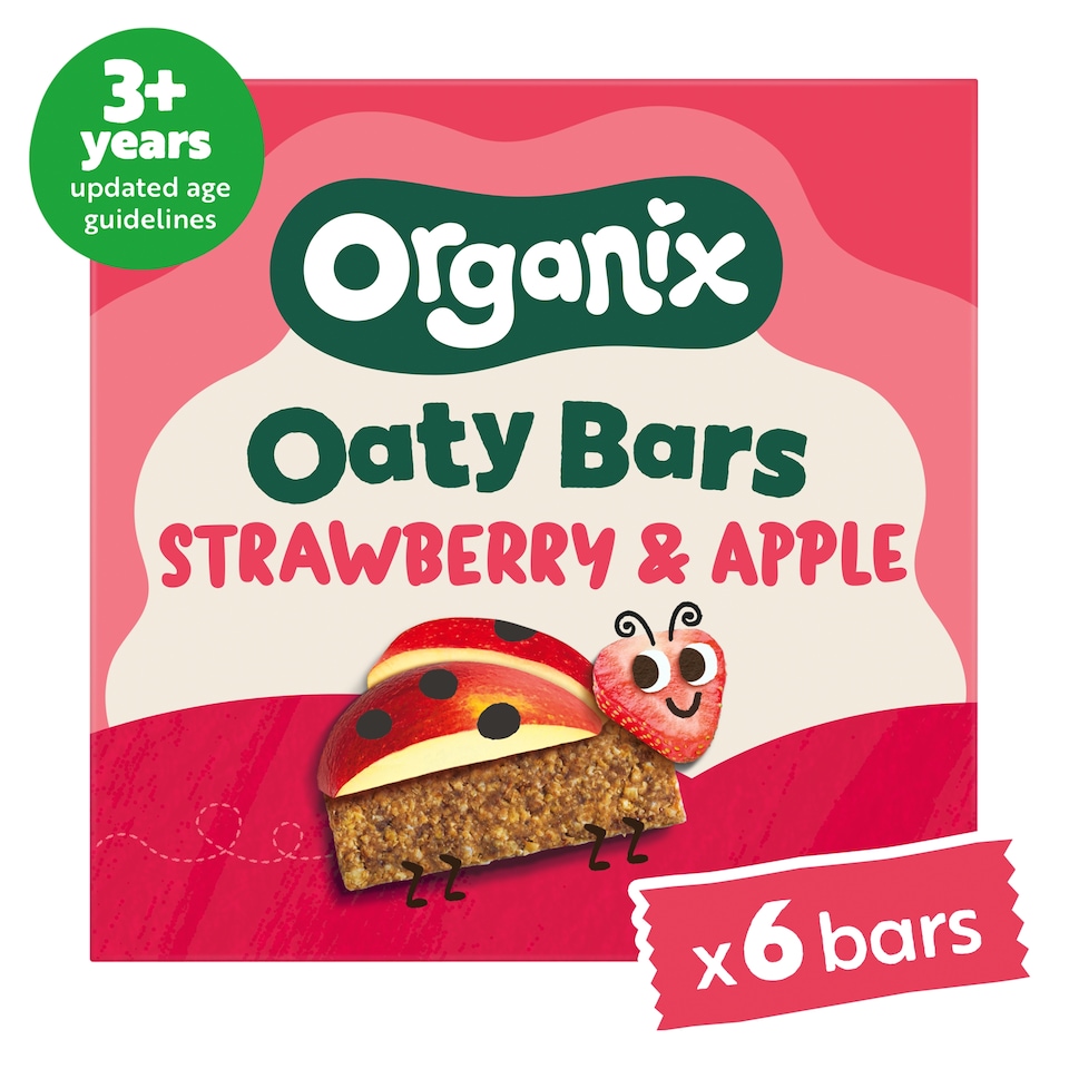 Organix Strawberry & Apple Oaty Organic Bars Kids Snacks Multipack 6x23g 3yrs+