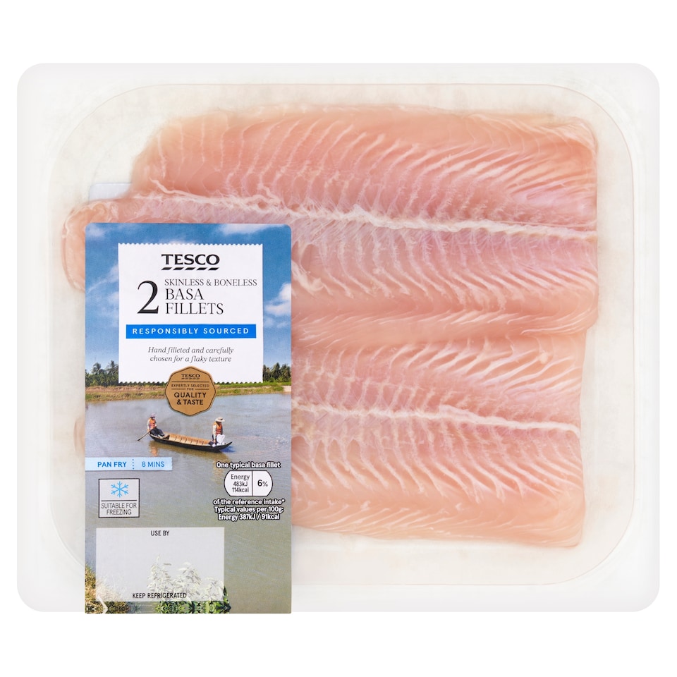 Tesco 2 Skinless & Boneless Basa Fillets 250g