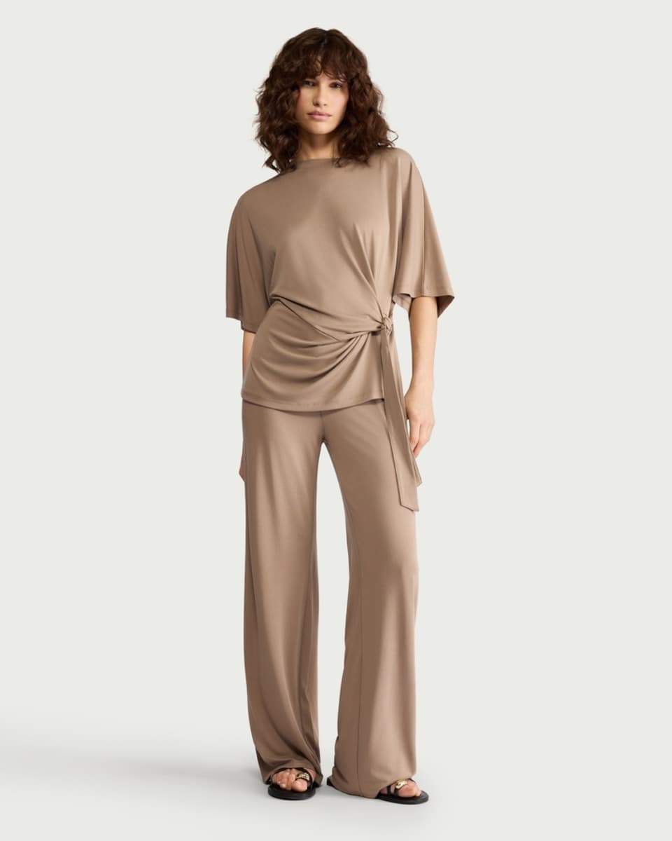 image 1 of F&F Wide Leg Co-ord Trousers in Mink