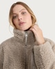 image 1 of F&F Borg Textured Zip Up Jacket in Neutral